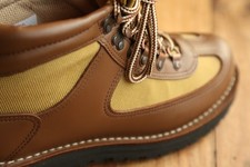 Danner Brown Leather Khaki Green Canvas Boots Men's UK 9 US 9.5 EU 43.5