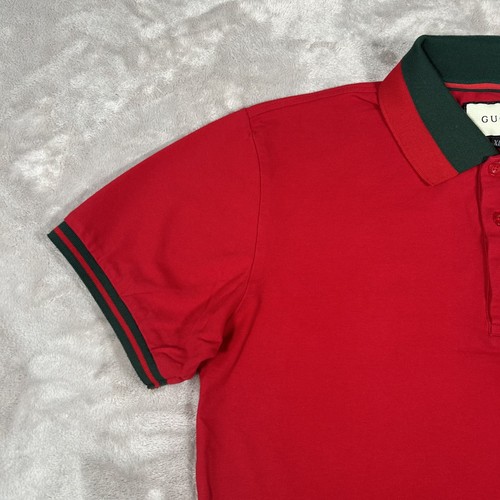 Gucci Polo Shirt Mens XL Red Green Cotton Snake Embroidered Top Authentic $690 - Picture 6 of 21