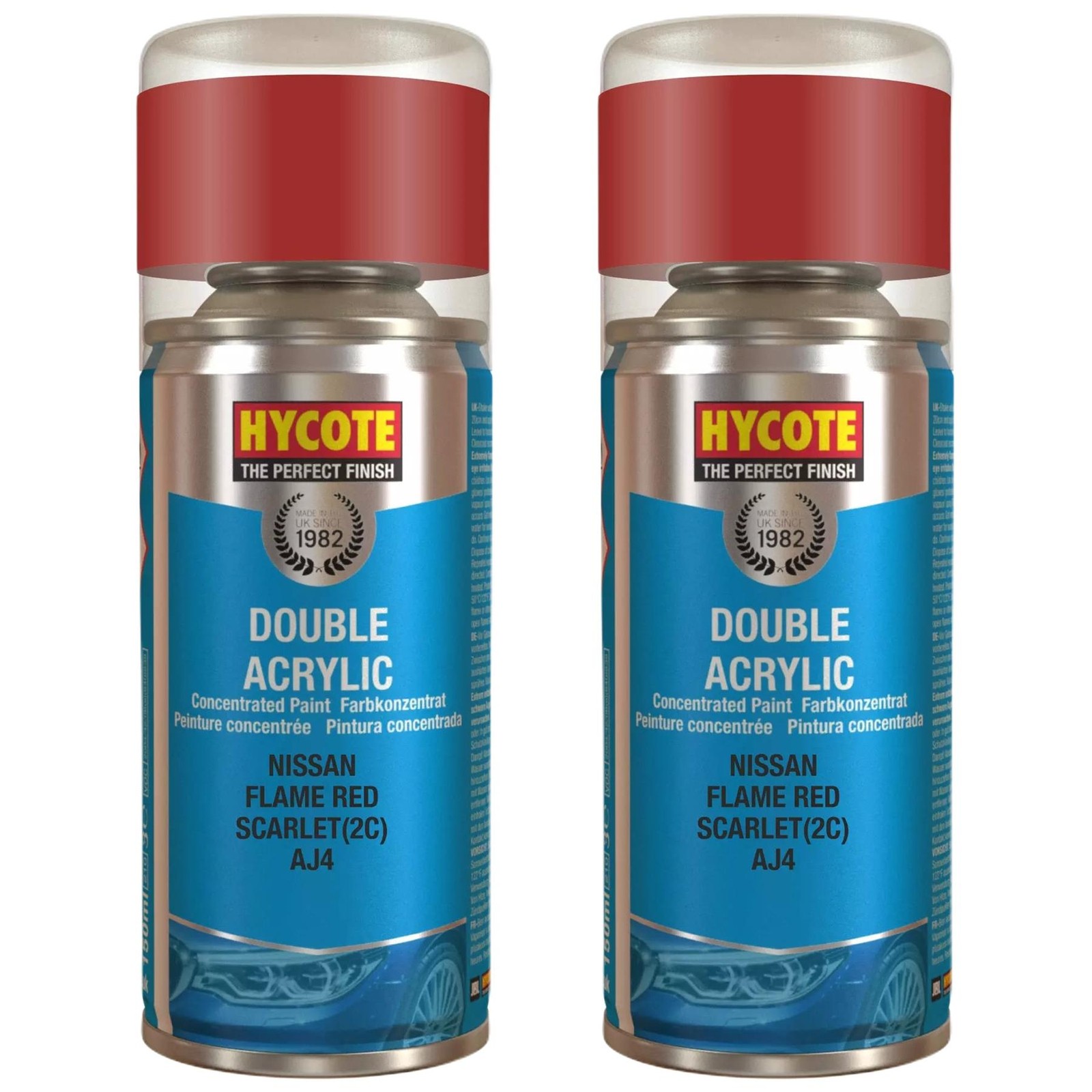 Hycote Colour Spray Paint XDNS505 Nissan Flame Red Aj4 150ml x2
