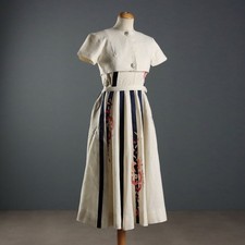 Abito Vintage Floreale con Bolero Misto Lino Taglia XS Second Hand Originale