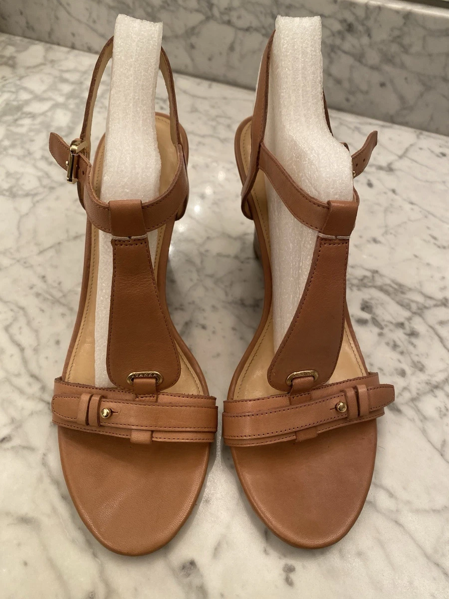 Sandales Compensées Ivanka Trump En Cuir Marron à Clous - Taille 8 Femme - Occasion