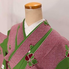 Japanese Kimono Komon for summer cool hitoe Polyester Free Shipping M size 5275