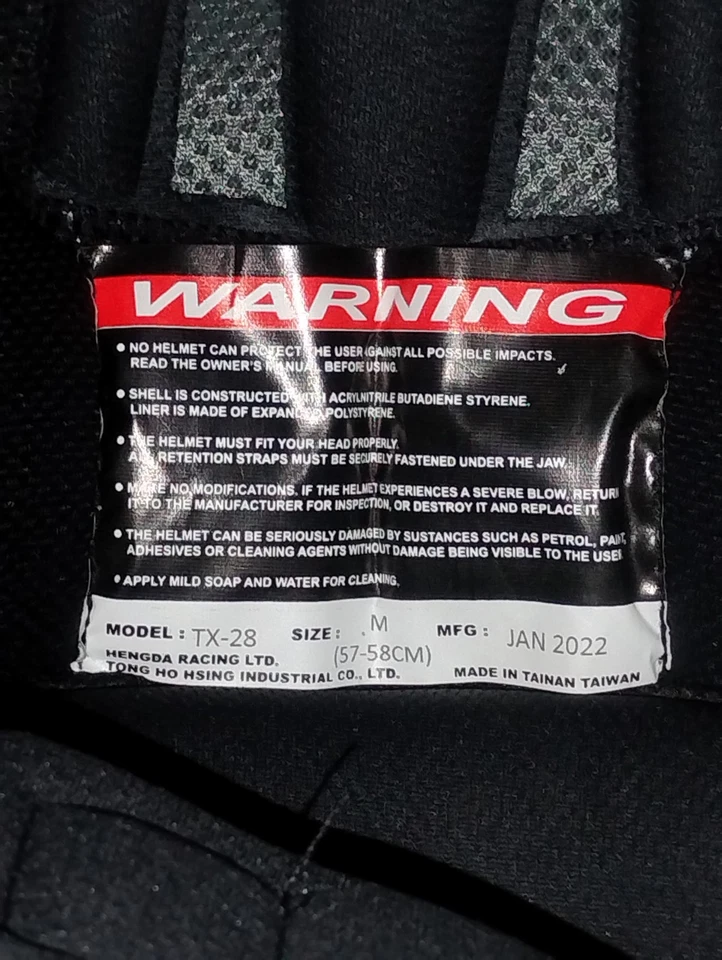 THH Helmets TX-28 Dual Sport Casco Sólido Negro, Mediano 648079 Foto 3 de 4