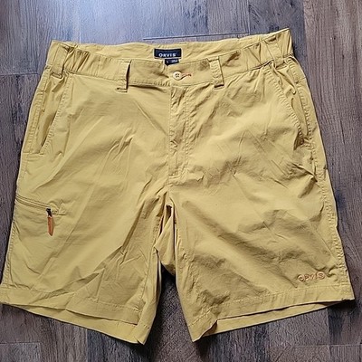 ORVIS Mens Size Large Yellow Gold Quick-Dry 9'' Outdoor Fishing Hiking Shorts