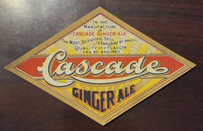 Rare Original Cascade Ginger Ale Soda Label Early 1900s to 1920