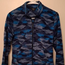 Eddie Bauer Kids Fleece Zip Jacket Blue Camouflage Medium 10/12 Lightweight