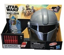 Nerf Star Wars The Mandalorian Mask Gauntlet Blaster w 6 Nerf Darts Disney New