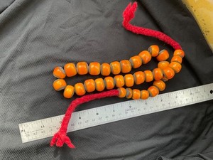 Vintage Moroccan Amber Resin Beads Morocco African Orange Worn Old