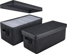 UENTIP CD Storage Boxes - Pack of 2 Case Holder - 13.2" 2pack-black, black