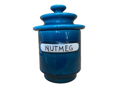 Raymor Bitossi Vintage MCM 1960s Blue Spice Jar Nutmeg Italy Mod Kitchen