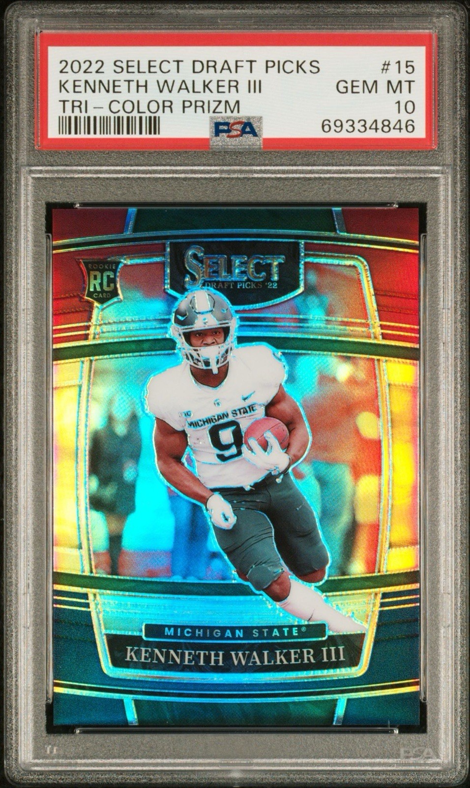 PSA 10 | Kenneth Walker III /199 (RC) 2022 Select Draft Picks Tri-Color Prizm view 3