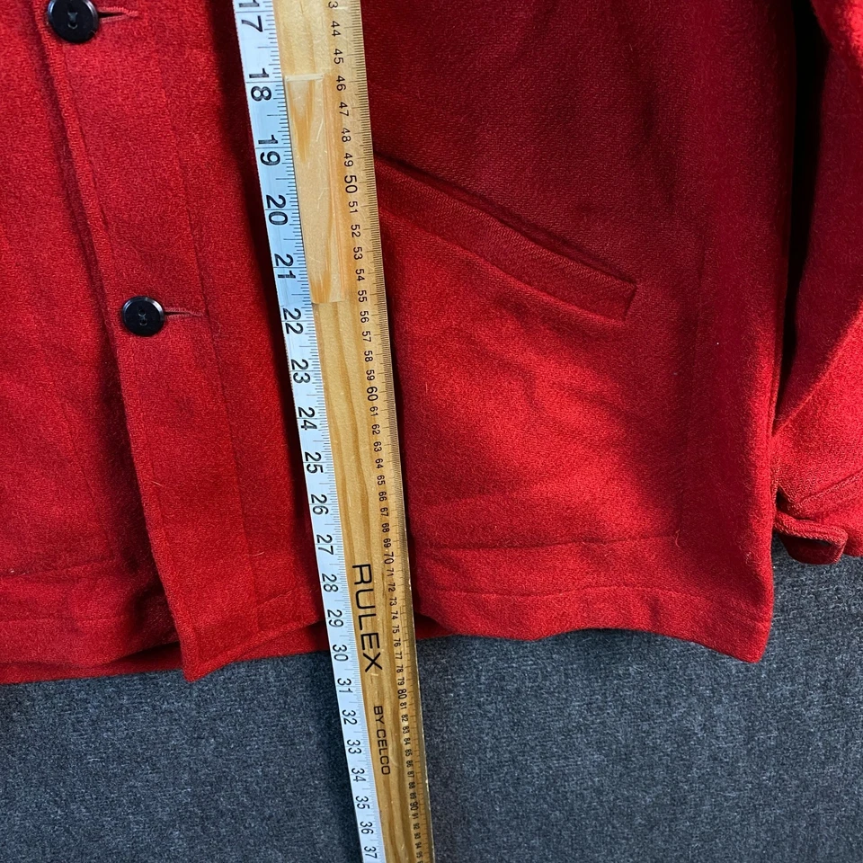 Vintage Pendleton Mens Medium Wool Chore Jacket Red Pockets USA 60s 70s - Image 4 of 4