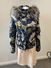 Rare Emilio Pucci Puffer Down Jacket Size 40 Uk 8 Raccoon Fur Rrp Over 1k Excell