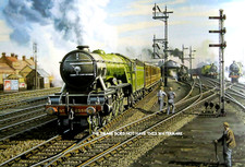 TRAINS & RAILWAYS GRANTHAM TRACERY LOCOMOTIVE LONDON LEEDS TRAIN  MOUNTED PRINT