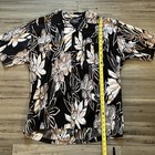 Pacific Scene Hawaiian Button Up Shirt Mens Size XL Black Grey White Floral
