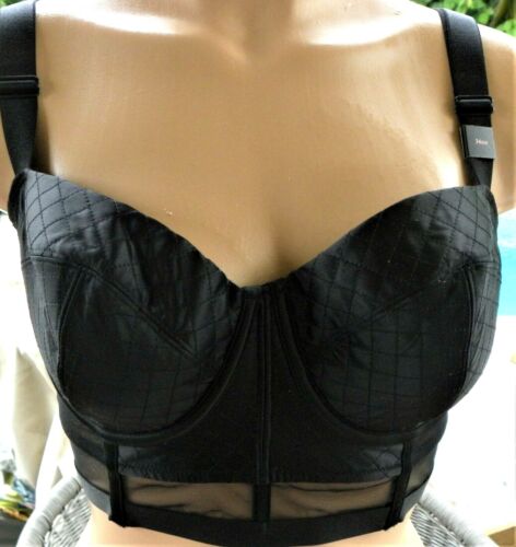 Victorias secret bra top 34C quilted satin bustier long line bandage strappy - Picture 1 of 3