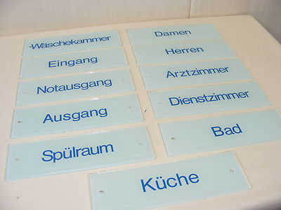 Vintage Glass Sign Plaque, '' Dish Room '' Glass Door Sign 25x8cm