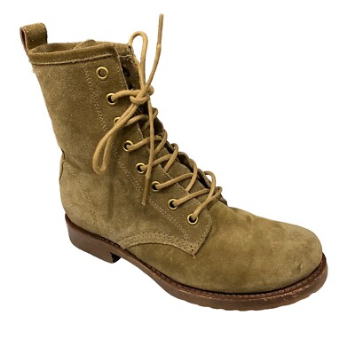 Frye Dark Brown Suede Lace Up Combat Boots Frye Sabrina Lace Up Boot Saddle Cognac Combat Womens Size  main image 2