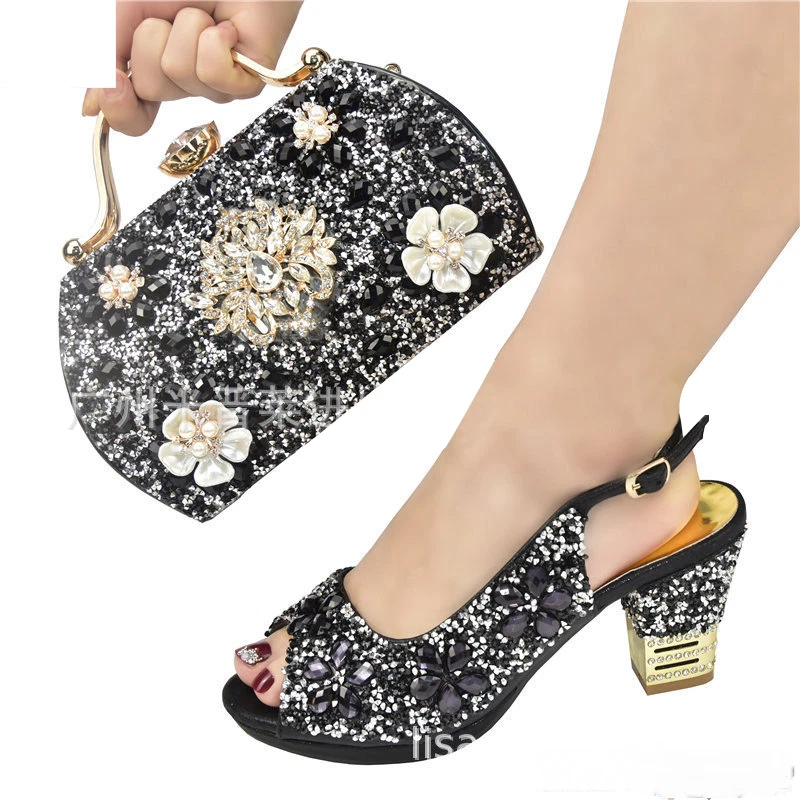 Blue and silver high heels sales