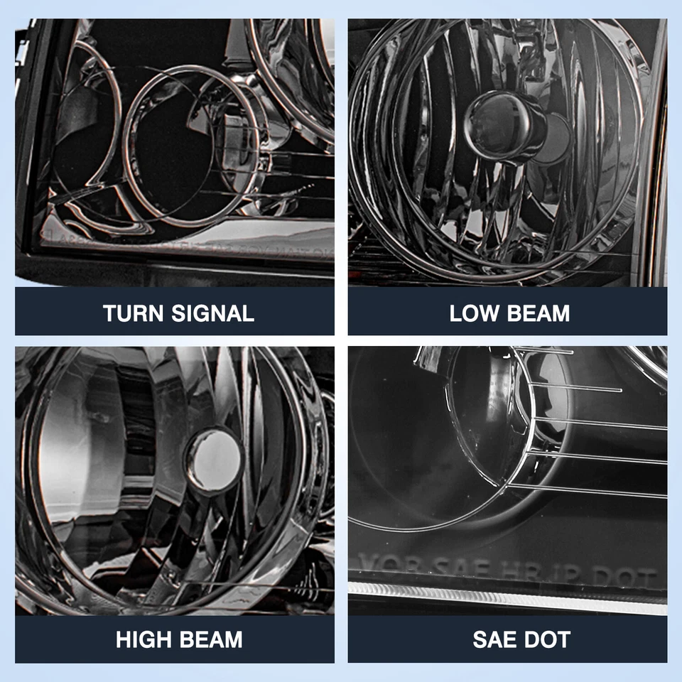 Pair Smoke Amber Headlamp For 2006-2010 Dodge Charger Halogen Headlight Assembly Foto 3 de 4