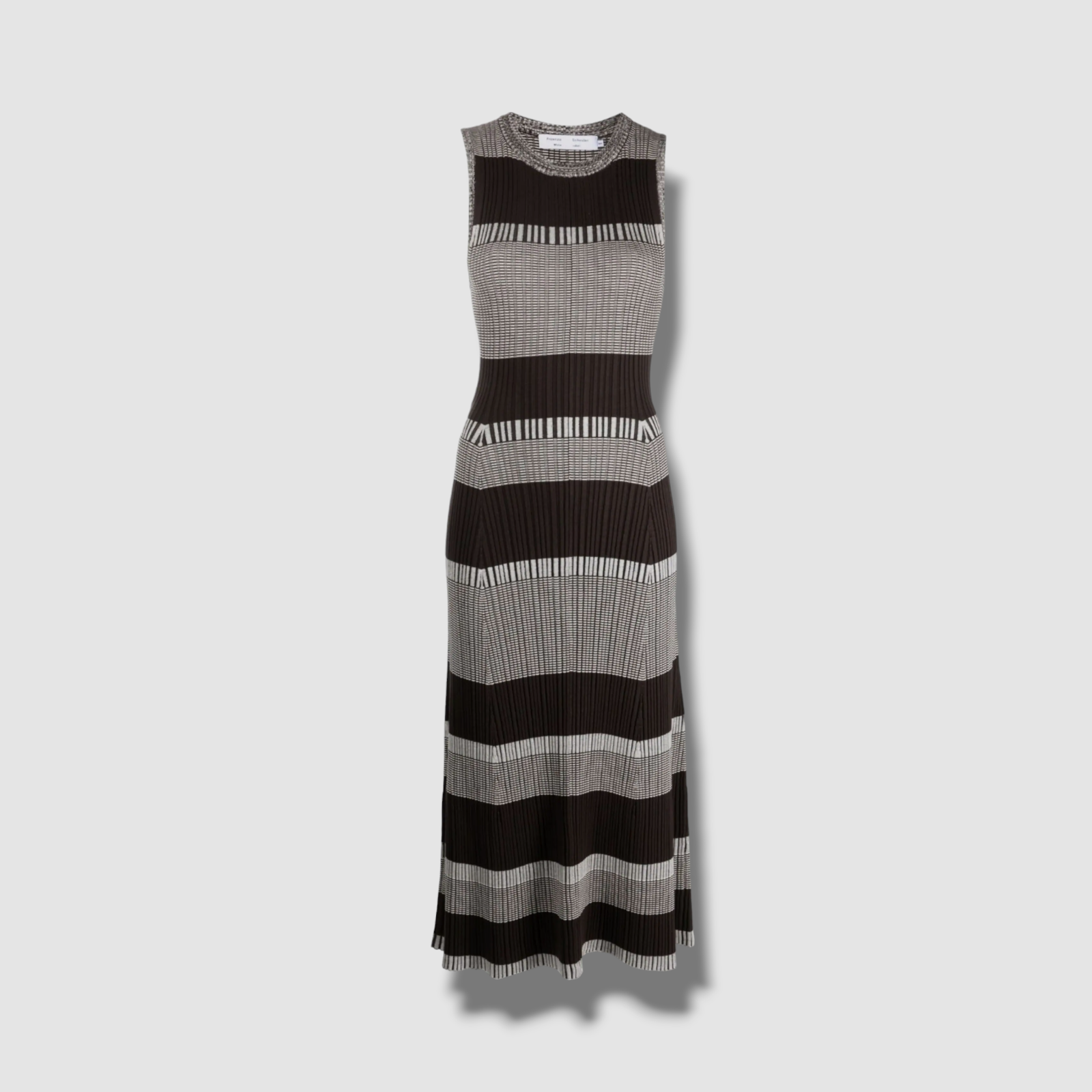 $650 Proenza Schouler Women's Brown Ribbed Sleeveless Sweater Dress Size XS