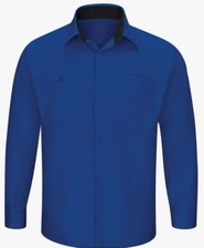 Red Kap Performance Plus Oilblok Tech Shop Work Shirt XXL 2XL Long Sleeve Blue