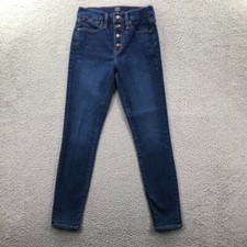 J CREW Jeans Womens Size 26 Skinny 10" High Rise Button Fly Stretch Denim 26x27