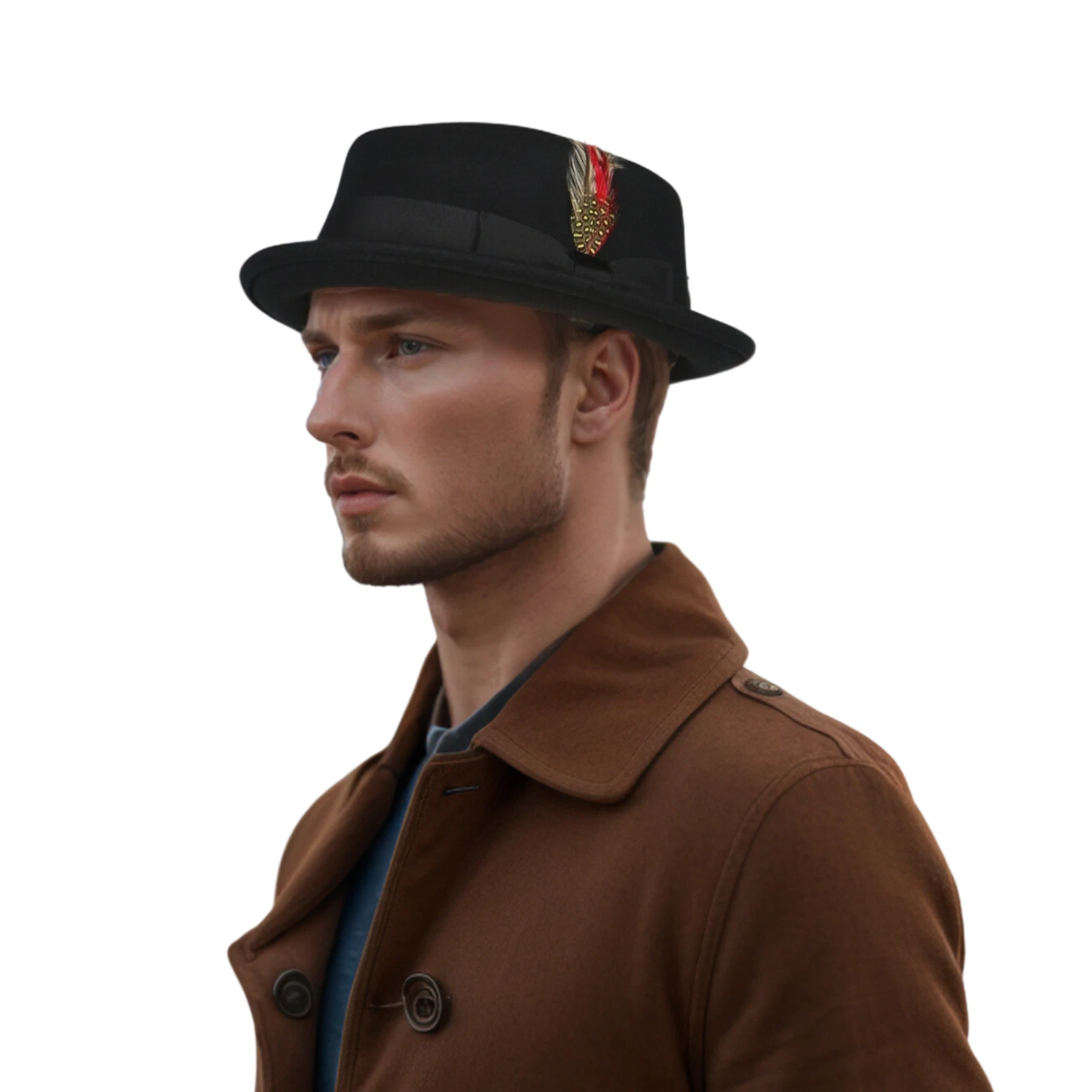 Unisex 100% Wool Felt Crushable Pork Pie Sun Hat with Removable Feather
Opens in a new window or tab