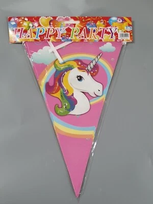 UNICORN BUNTING - GIRLS BIRTHDAY PARTY BANNER 2.2 metres HANGING DECORATION