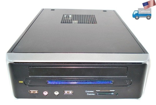 NOWOŚĆ Czarna obudowa PC Mini ITX z zatoką napędu optycznego, wentylatorem, czytnikiem kart, zasilaczem DC-to-ATX - Zdjęcie 3 z 12