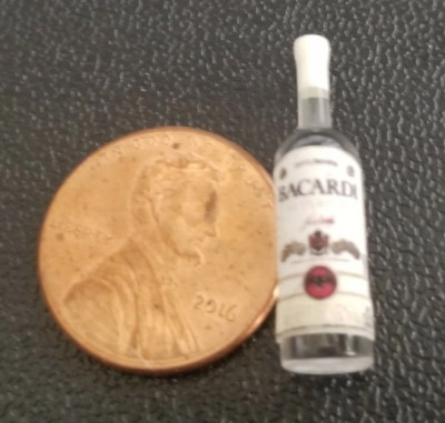 Dollhouse Miniature Bottle of Bacardi Rum - 1:12 Scale