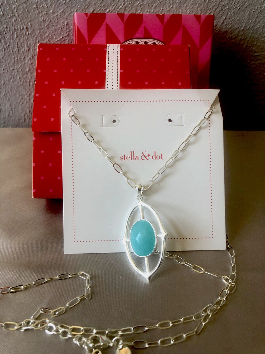 Stella Dot Fortuna Stone Pendant Turquoise Brand New In Original Box  Strand
