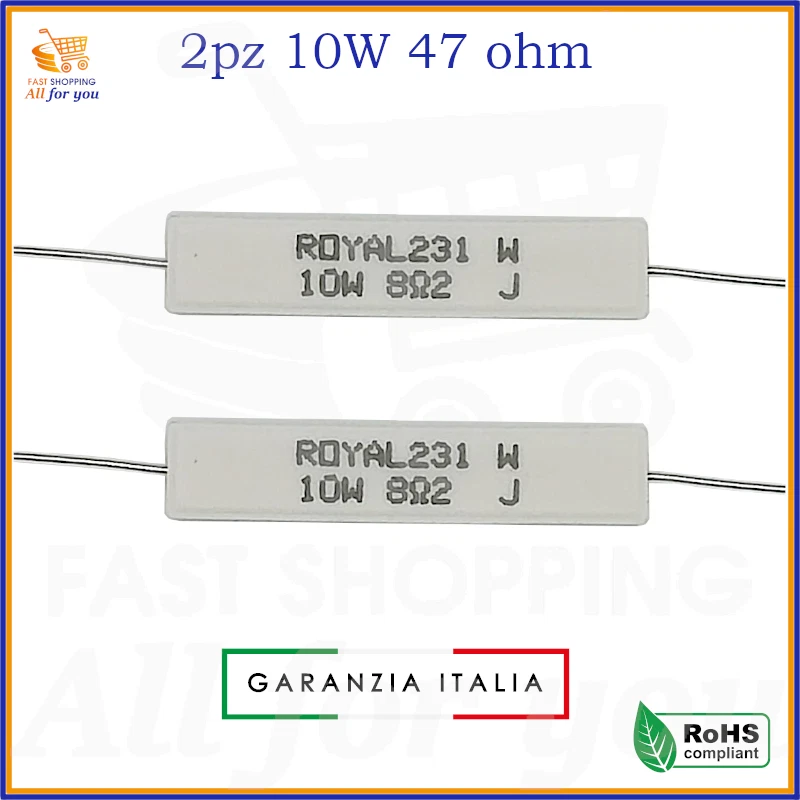 Resistenze al carbonio, 3 Ohm, 1/4 W, /-5%, 1