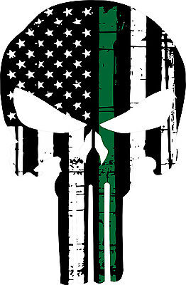 Thin Green Line Punisher Usa Flag Exterior Window Decal Free Shipping Ebay