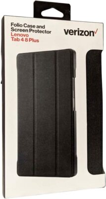 Verizon Bundle for Lenovo Tab 4 PLUS Folio Case and Tempered Glass Screen