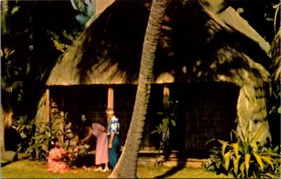 Palace Yard Ancient Grass Hut in Kona Hawaii VTG Chrome Postcard Unposted A21
