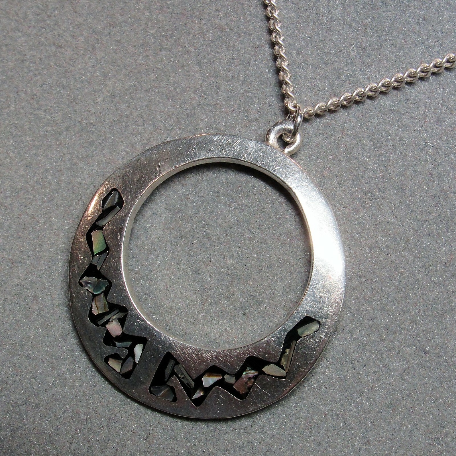 Solid Sterling 925 Silver Abalone Enamel Inlay Ci… - image 9