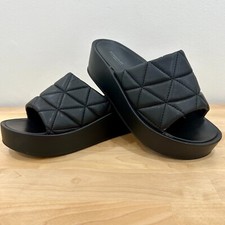Aerosoles Women's Dayna Black Vegan Wedge Sandal Leather Size 7M