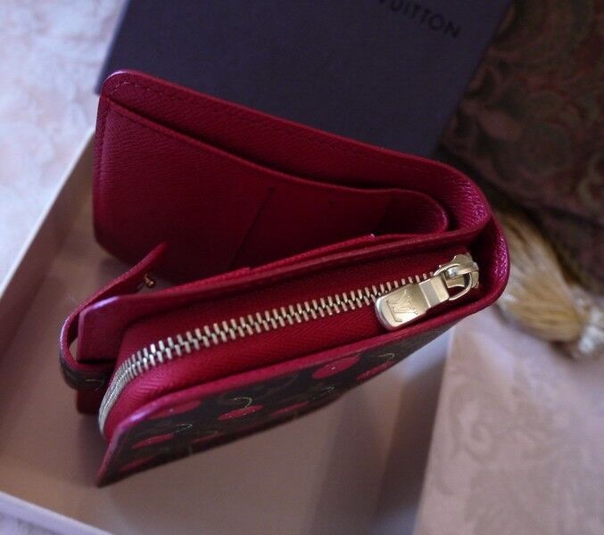 Louis Vuitton Limited Murakami Cherry Monogram Cerise Compact Zip Wallet  For Sale at 1stDibs