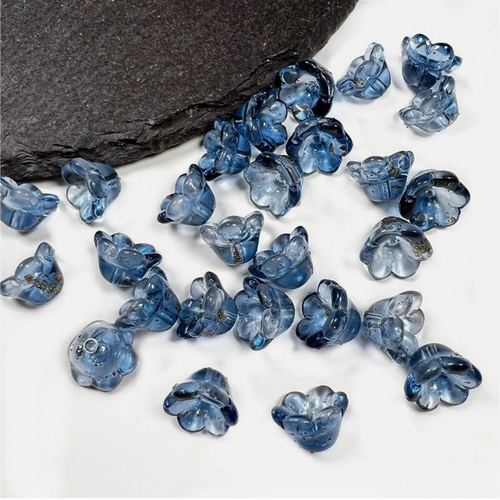 50Pcs Transparent Trumpet Bell Flower Cap Beads Lampwork Glass 12x7mm Pick Color - Picture 4 of 11