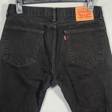 Levis 505 Regular Fit Black Denim Jeans Mens 36x32 Straight Leg 100 Cotton