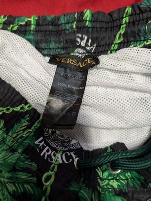 Versace Men's Medusa Palm Tree Print Swim Shorts Drawstring Elastic Waist XL