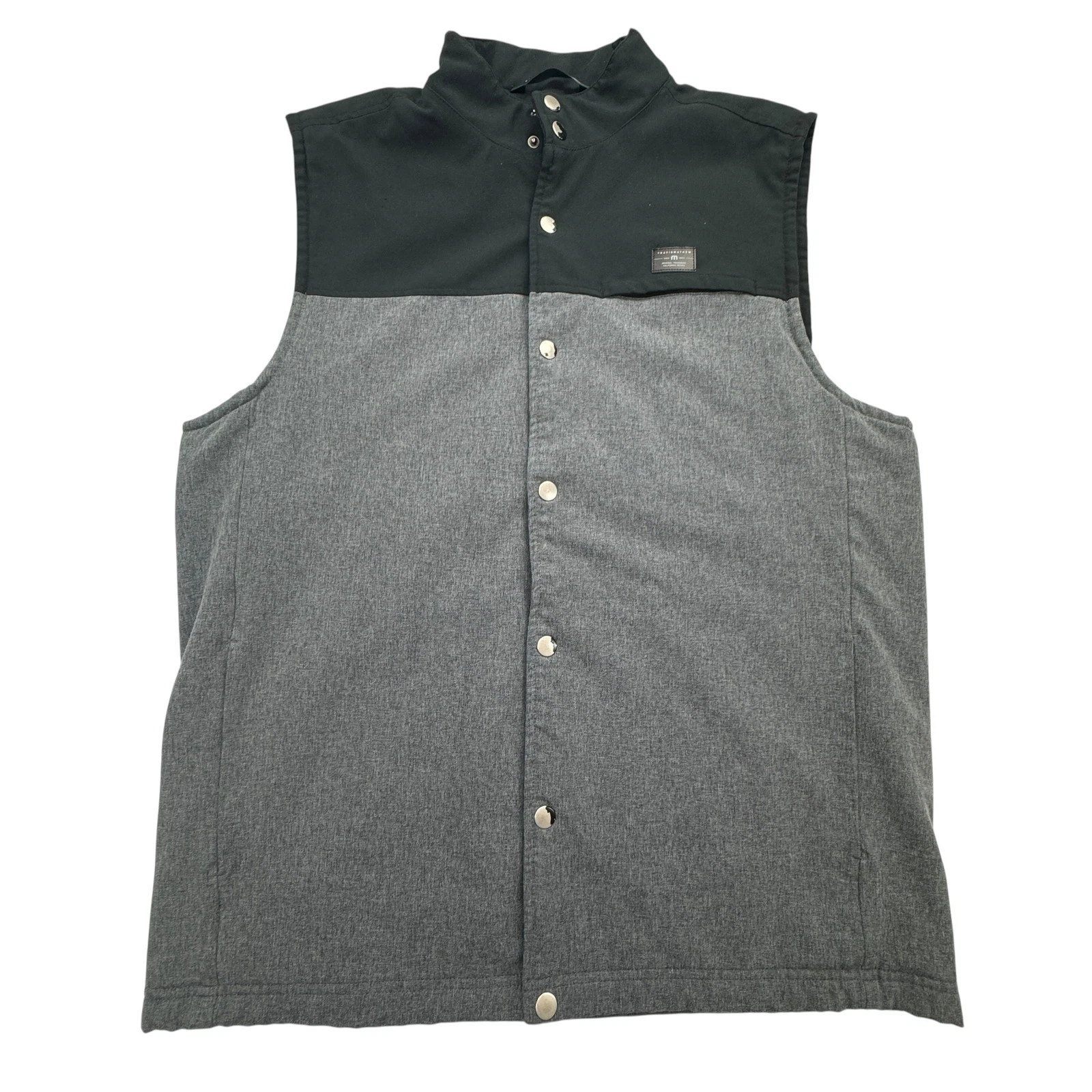 Travis Mathew Vest Mens Large Gray Black Sleeveless Jacket Snap Button Golf
Opens in a new window or