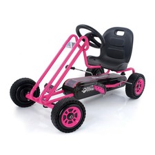 hauck Lightning Ergonomic Pedal Ride On Go Kart Toys for Boys and Girls, Pink