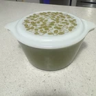 Vintage 1960's Pyrex #473 1 QT Quart Casserole Dish - Verde Olive Green w/lid