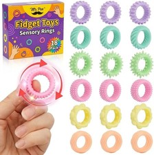Versatile 18-Pack Fidget Sensory Rings - Textured Toys for Kids to Calm Anxiety