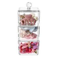 Hair Accessories Organizer for Girls, Clear 3 Stackable Acrylic Hair Tie Orga...