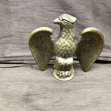 Vintage  Brass Colored Metal Eagle Flag Pole Topper  6 1/4” Tall