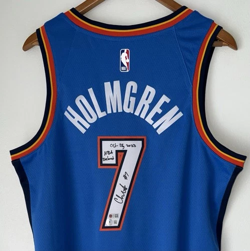Chet Holmgren "NBA Debut Oct 25, 2023" Signed Nike Thunder Jersey BAS USASM 1/25