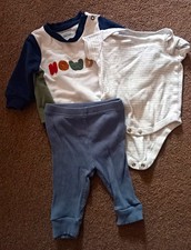 Various Baby 3pc Outfit Set 0-3 Months Bodysuits & Ribbed Trousers